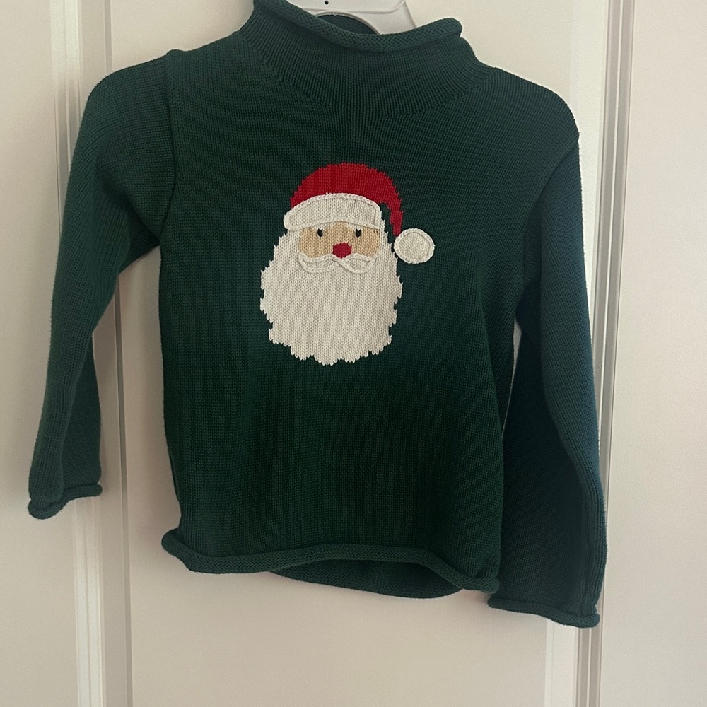 Mud Pie Festive Green Santa Sweater